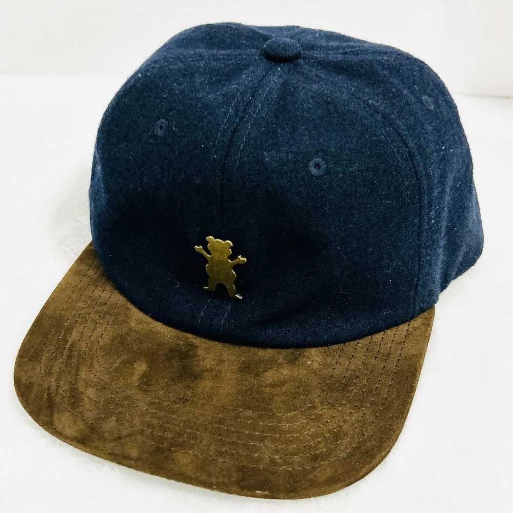 Grizzly Wool 2-Tone Bear Hat Cap Adjustable Strapback Blue Brown Outdoors Casual